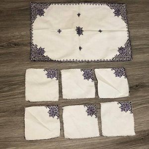 Moroccan Hand Embroidery Linen Napkins Set (Placemats)